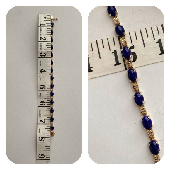 14K Lapis Lazuli Greek Tennis Bracelet - Picture 15 of 16